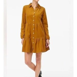 J. Crew Golden Long Sleeve Tiered Dress